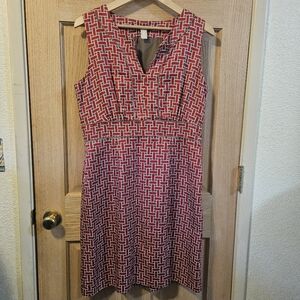 Banana Republic red & brown Preppy Print Dress Size 14